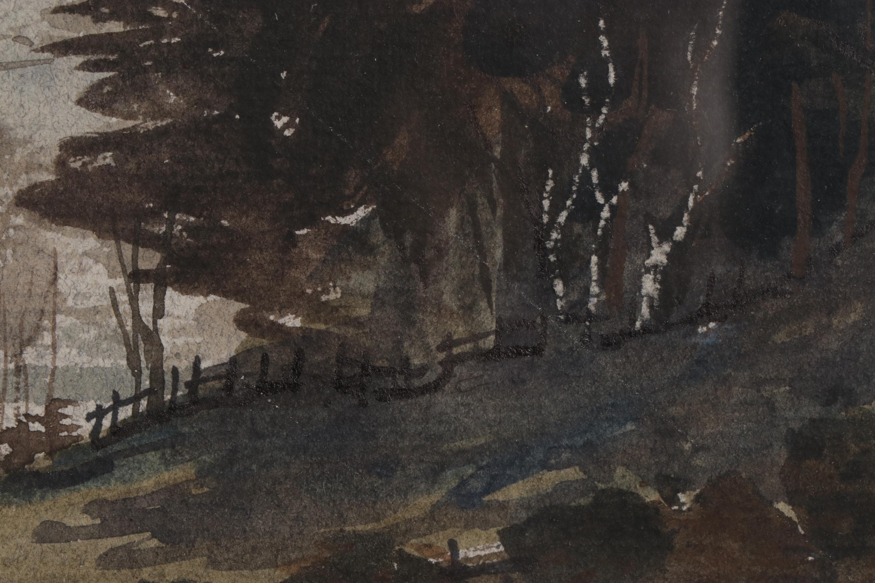 James Fletcher-Watson Watercolor Painting "The Wye New Abernant," 1970