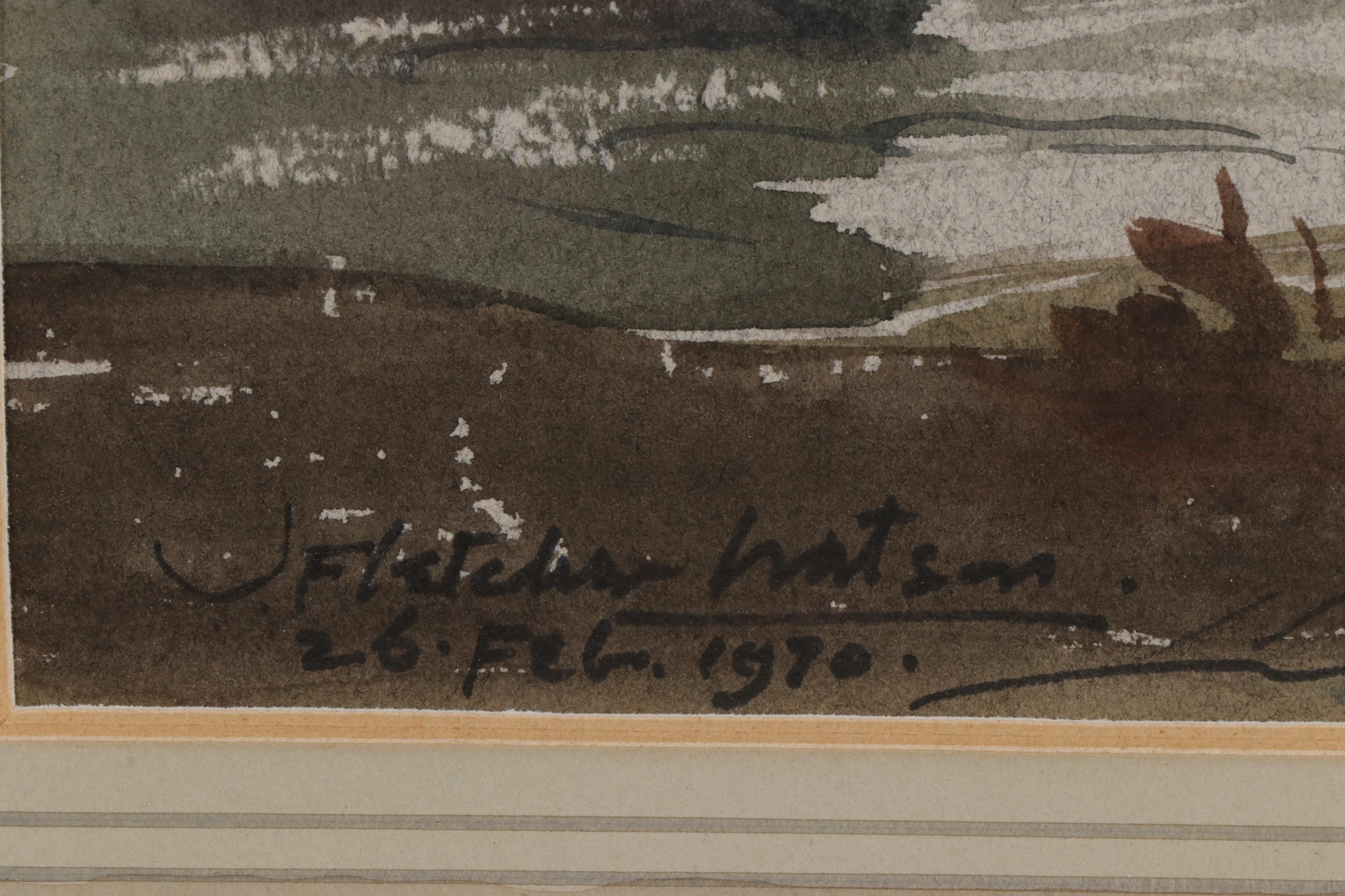 James Fletcher-Watson Watercolor Painting "The Wye New Abernant," 1970