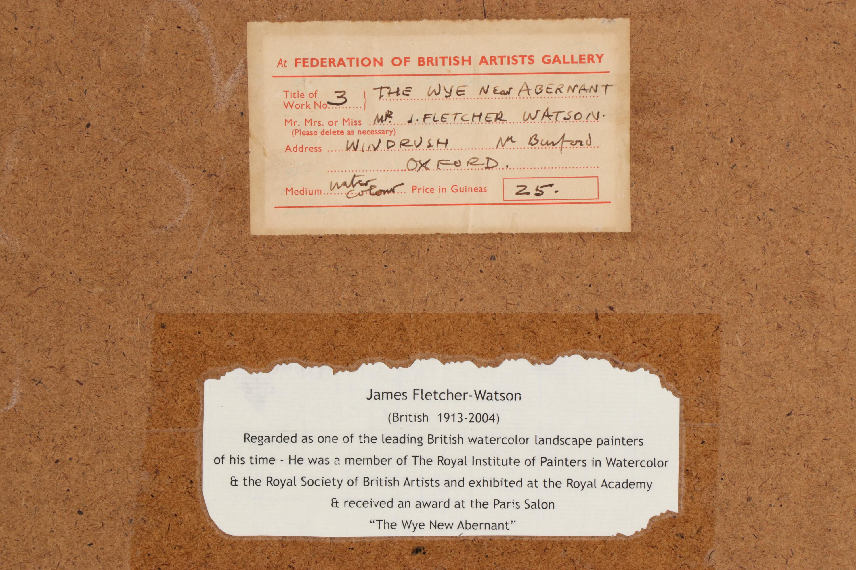 James Fletcher-Watson Watercolor Painting "The Wye New Abernant," 1970