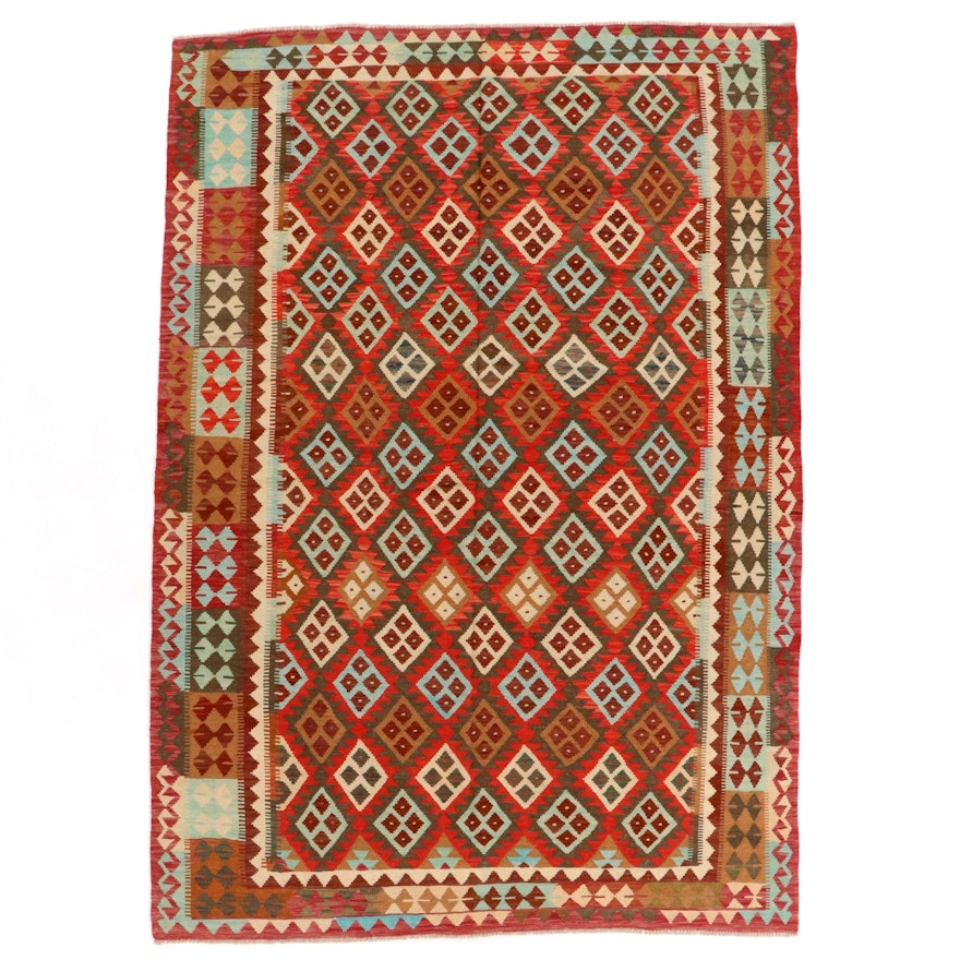 6'10 x 9'10 Handwoven Afghan Kilim Area Rug