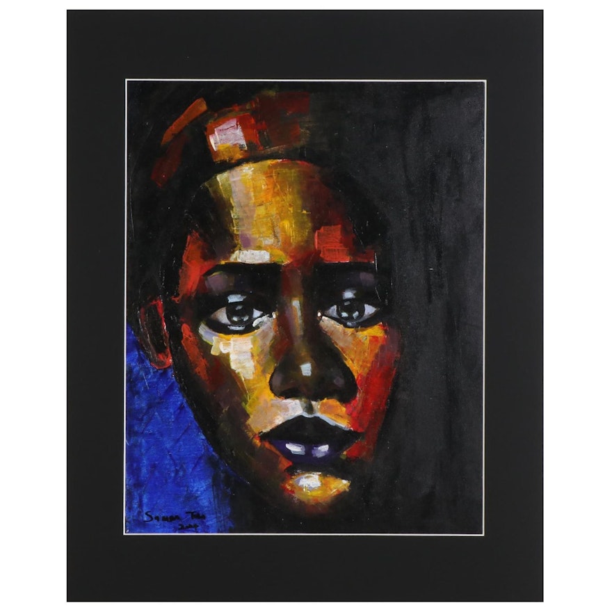 Samson Toba Oladosu Female Portrait Acrylic Painting, 2021
