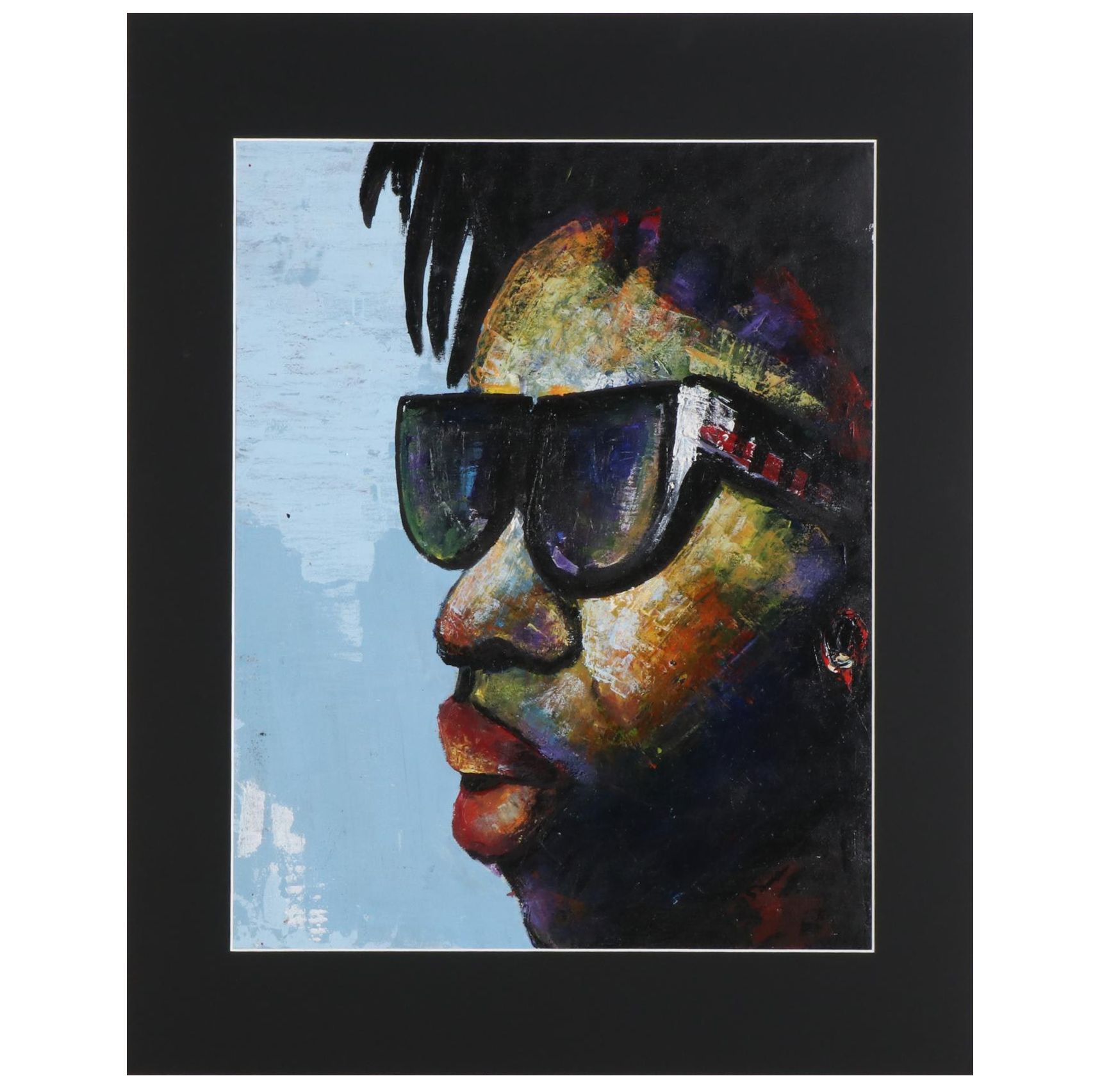 Samson Toba Oladosu Portrait Acrylic Painting of Figure in Sunglasses, 2020
