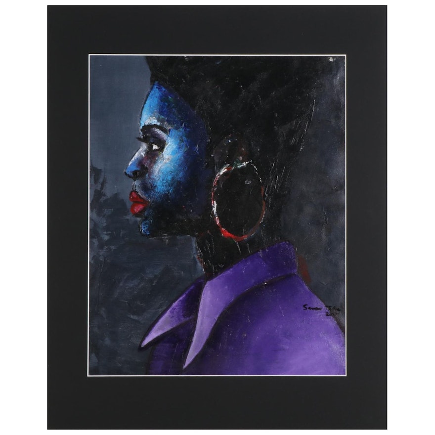 Samson Toba Oladosu Portrait Acrylic Painting of Woman