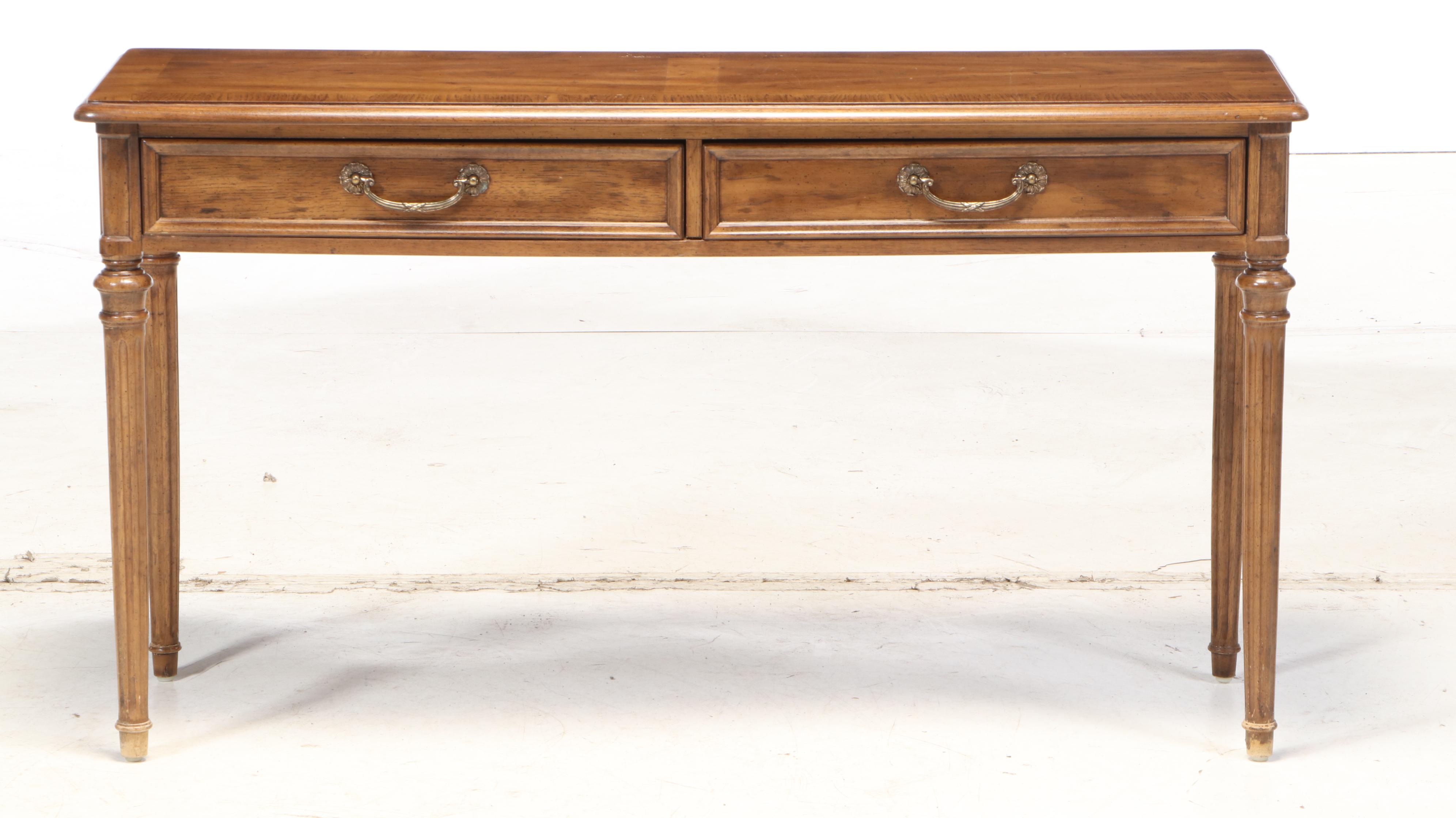 Henredon Louis XVI Style Pecan Console Table, Late 20th Century