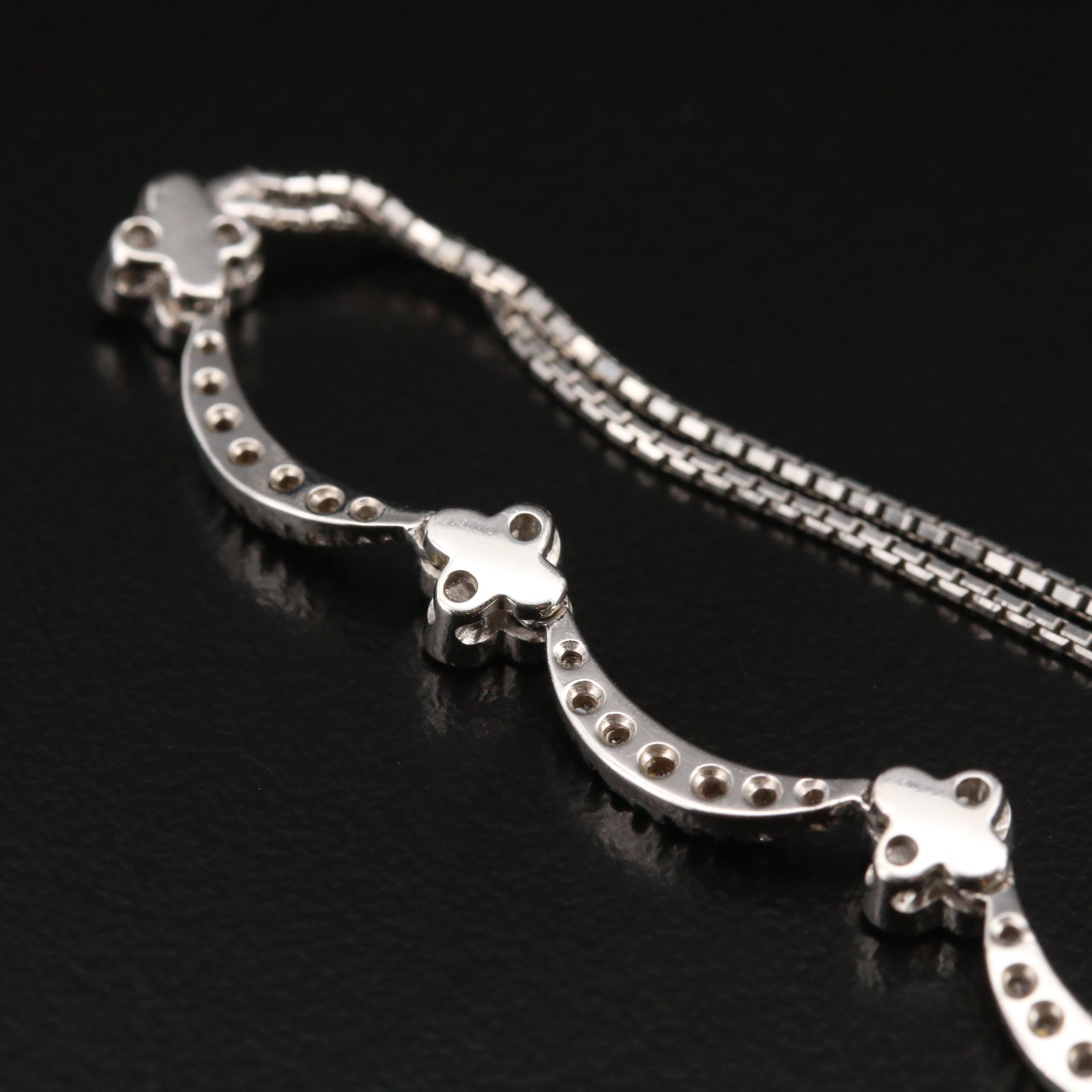18K Diamond Floral Double Chain Necklace