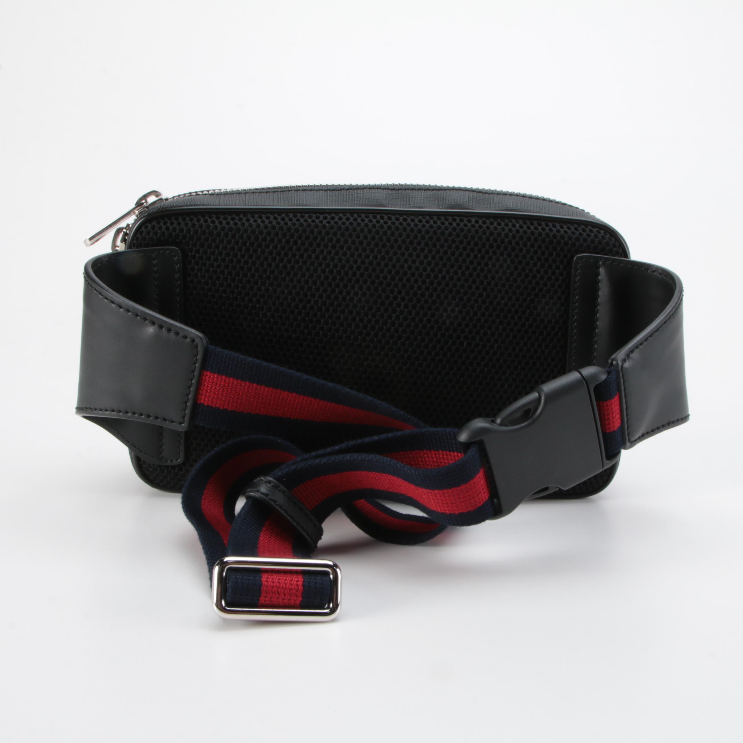Gucci Belt Bag in Black GG Supreme Coated Canvas with Web Strap