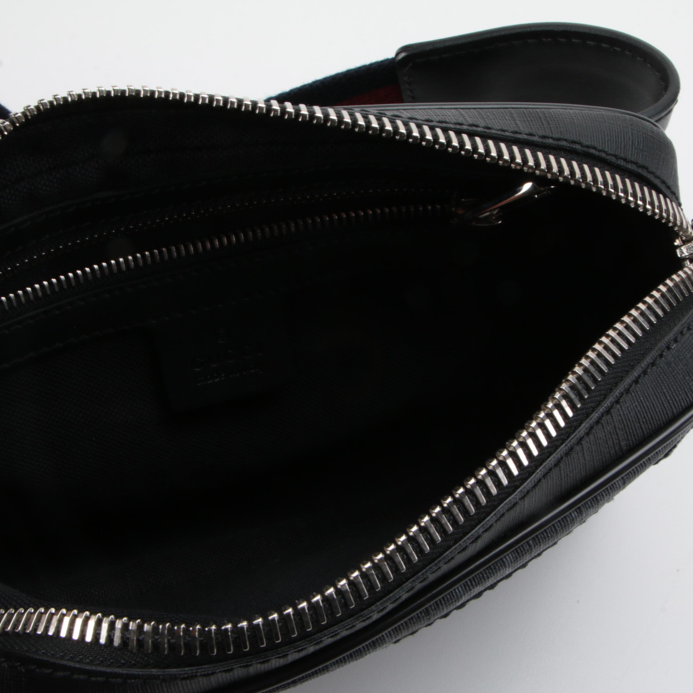 Gucci Belt Bag in Black GG Supreme Coated Canvas with Web Strap