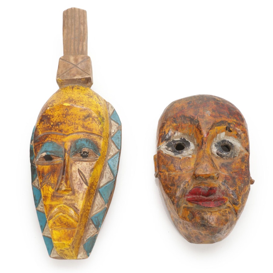 West African Style Wood Polychrome Masks