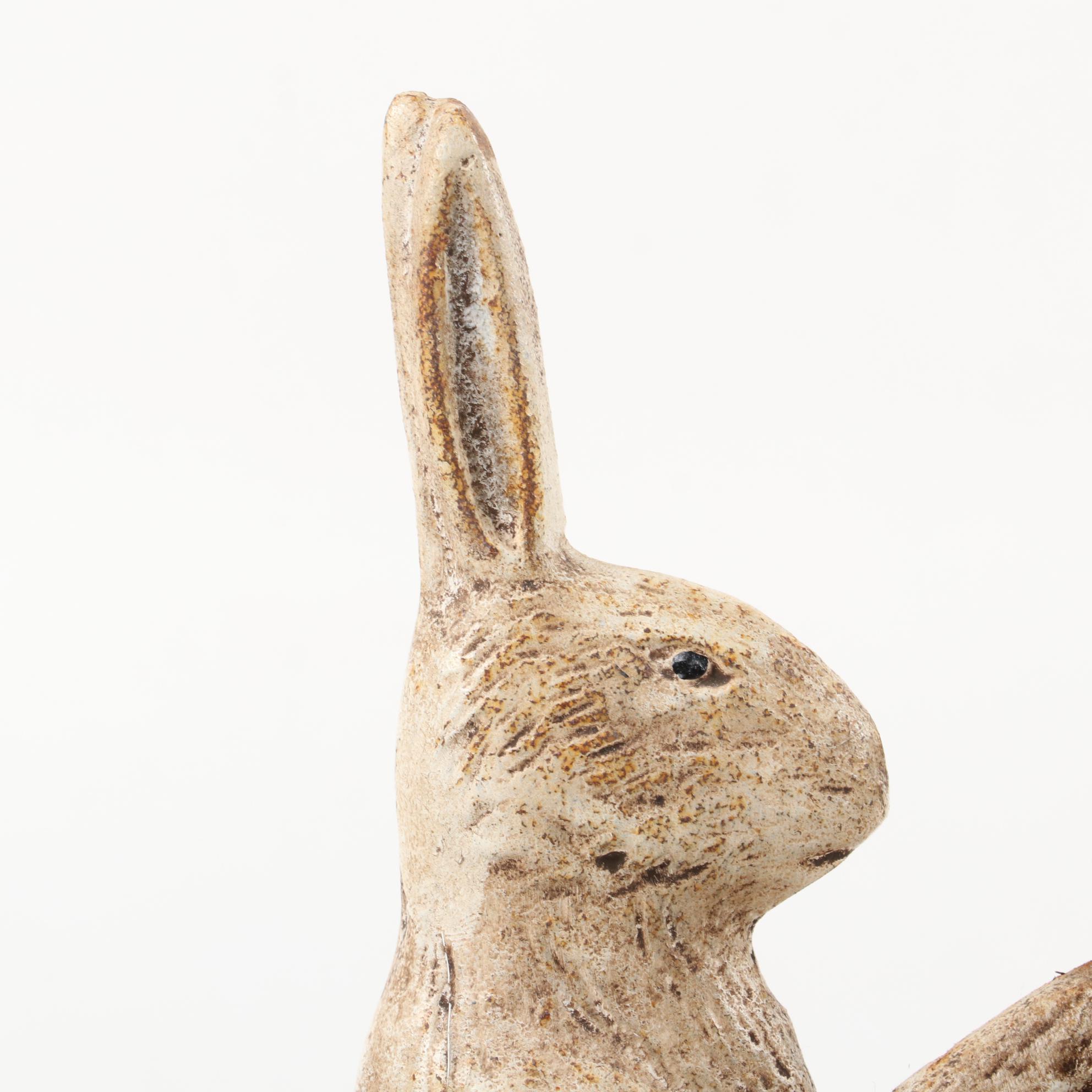 Midwestern Cannon Falls Cast Iron Rabbit Bookends, Late 20th Century