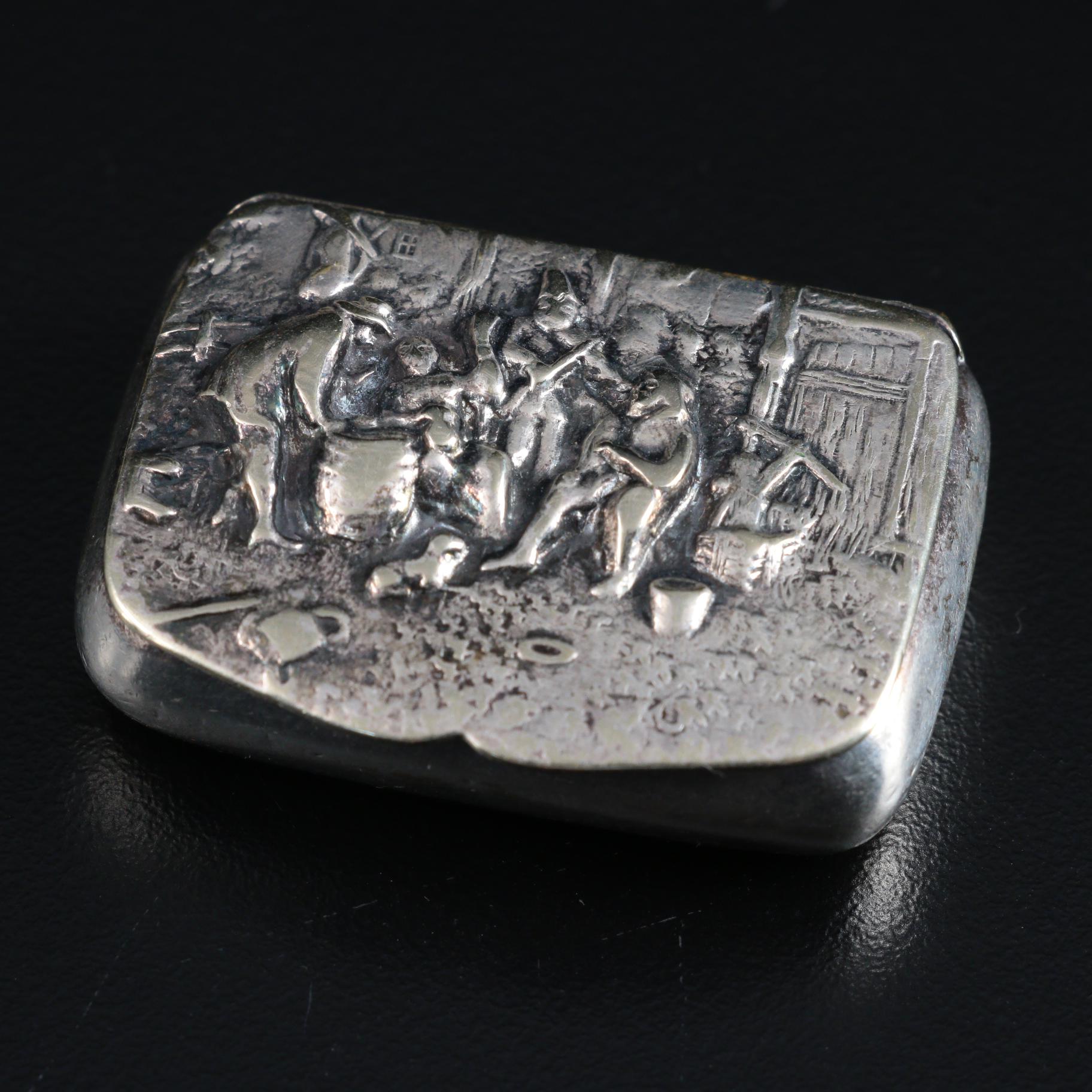 Hans Jensen Sterling Silver Repoussé Pill Box with Other Pill Boxes