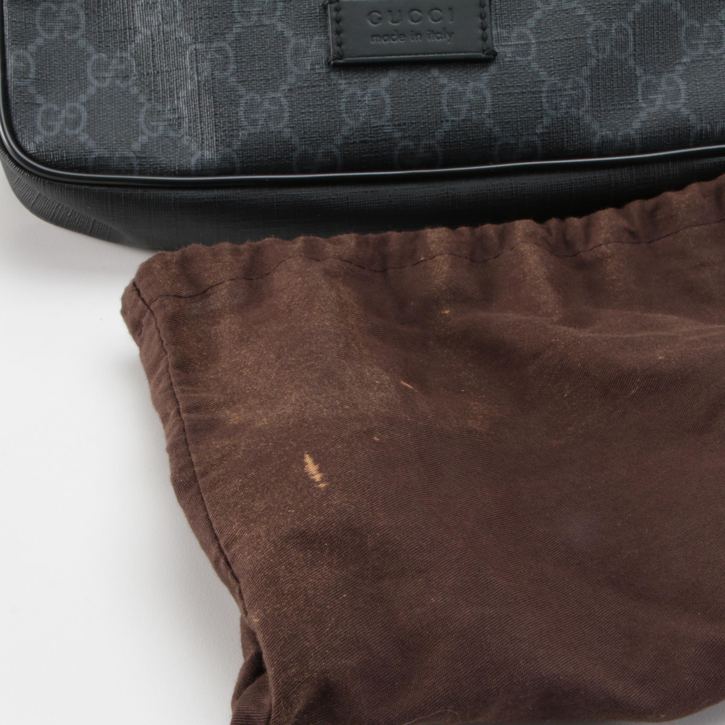 Gucci Belt Bag in Black GG Supreme Coated Canvas with Web Strap