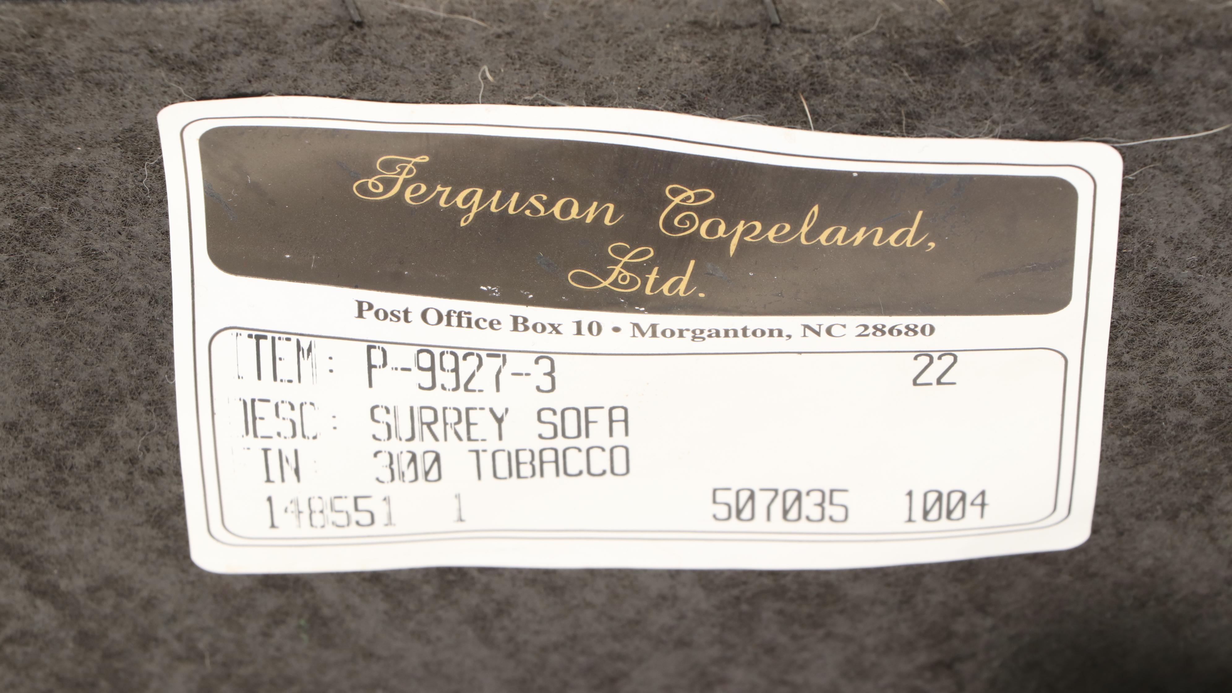 Ferguson Copeland "Surrey" Brass-Tacked Curved Leather Sofa