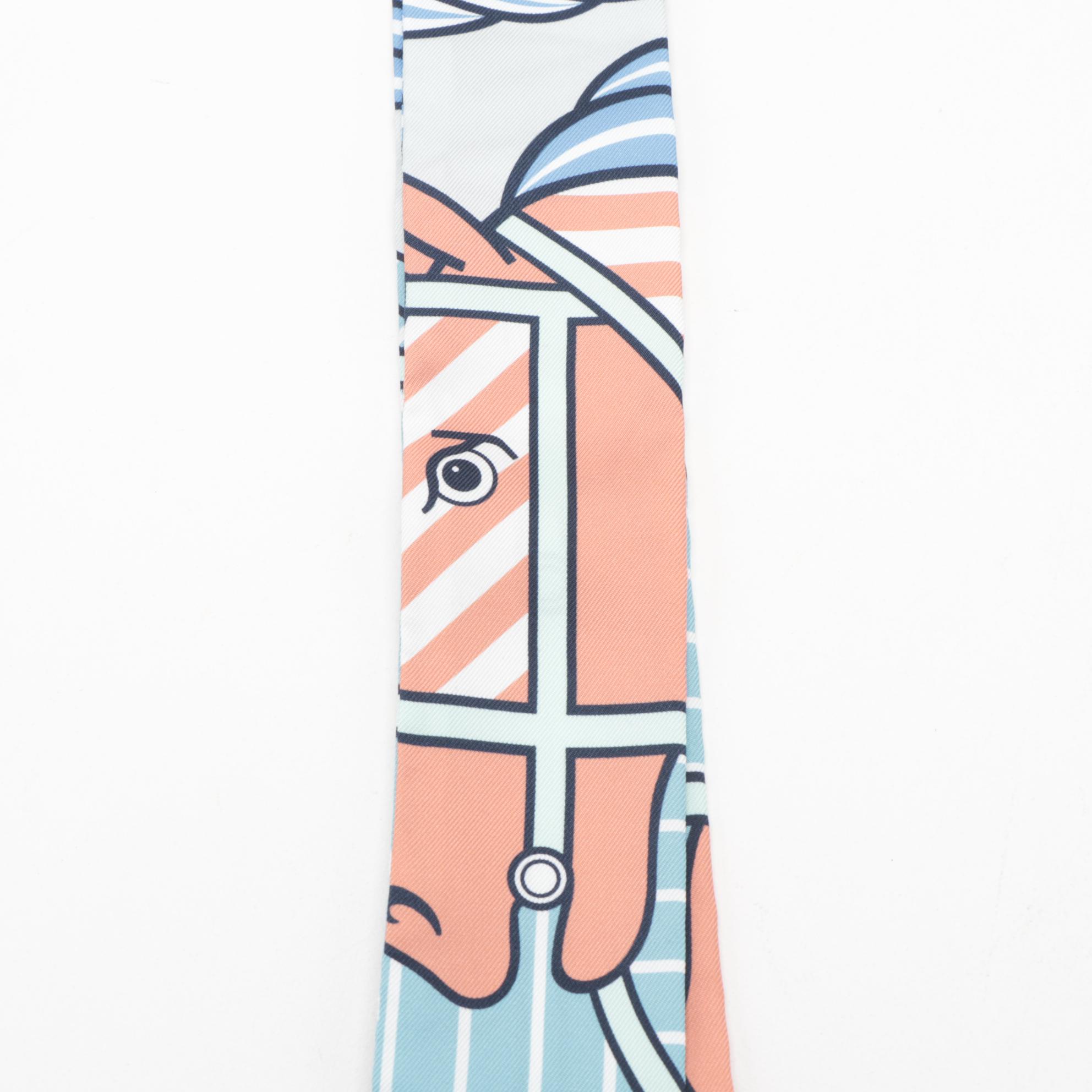 Hermès "Quadrige Bayadere" Silk Twilly Scarf with Box