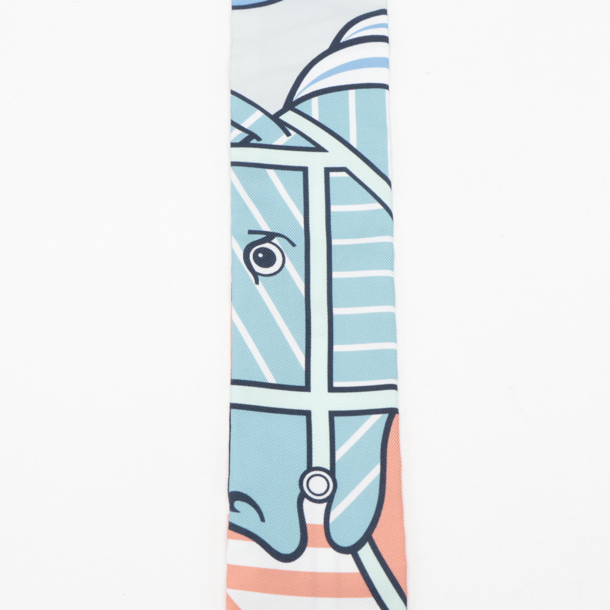 Hermès "Quadrige Bayadere" Silk Twilly Scarf with Box