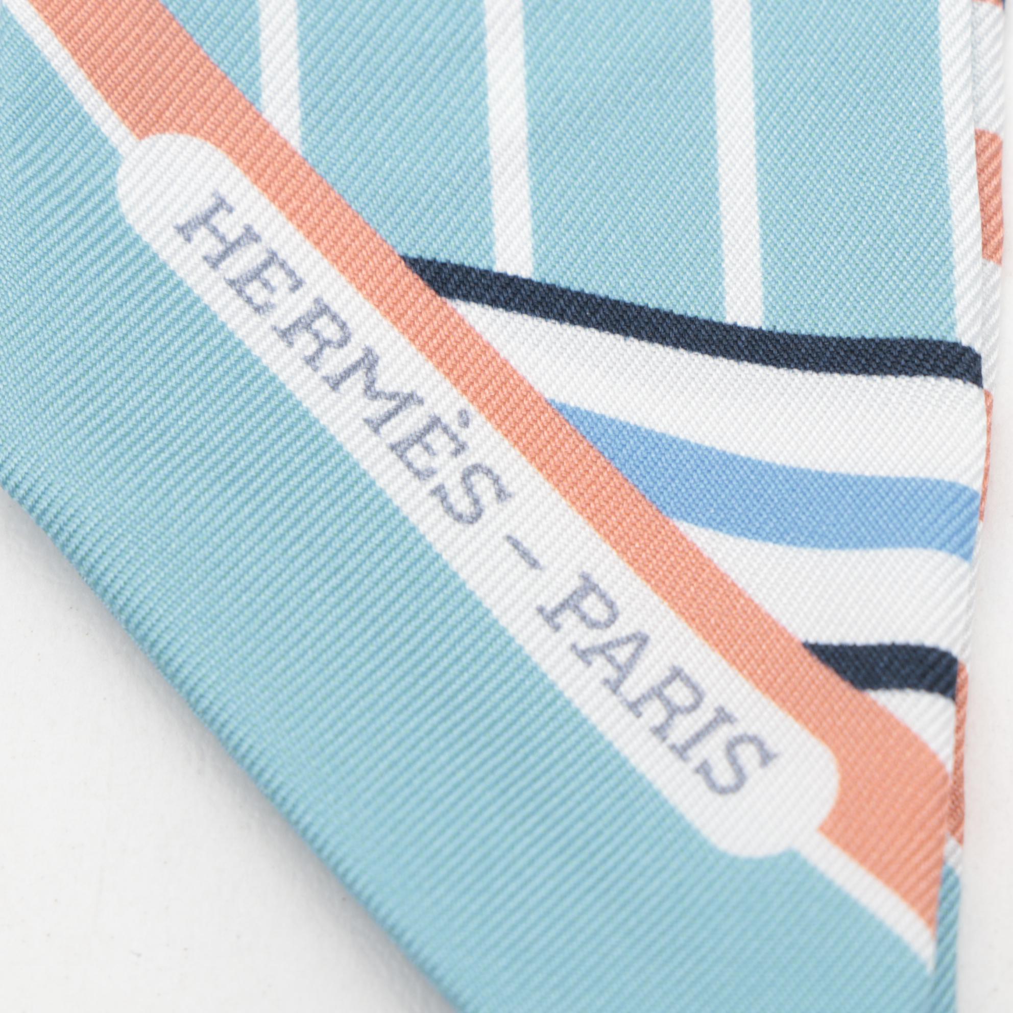 Hermès "Quadrige Bayadere" Silk Twilly Scarf with Box