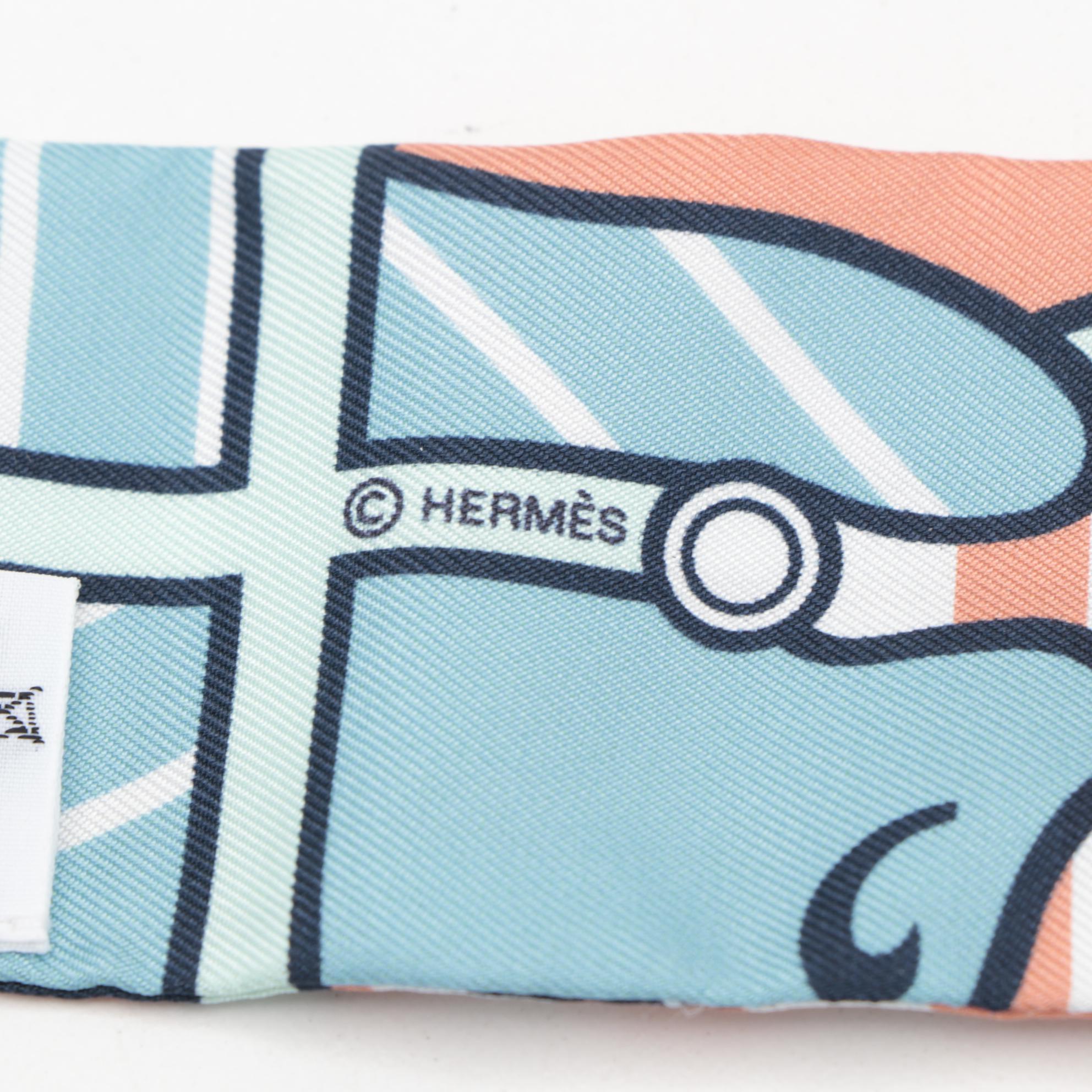 Hermès "Quadrige Bayadere" Silk Twilly Scarf with Box