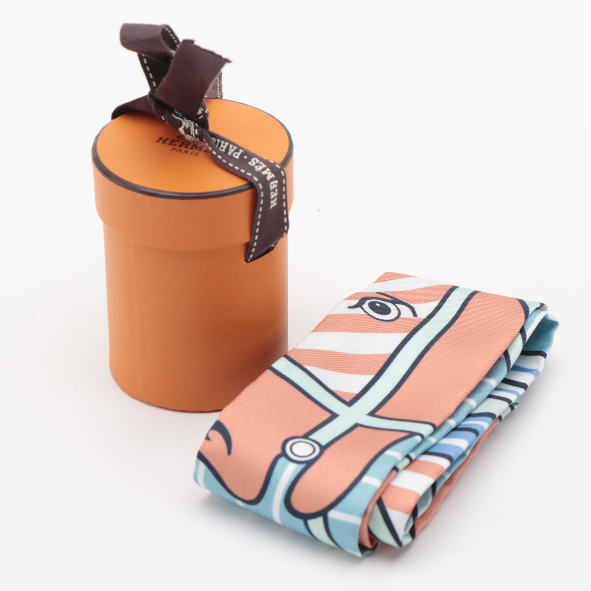 Hermès "Quadrige Bayadere" Silk Twilly Scarf with Box