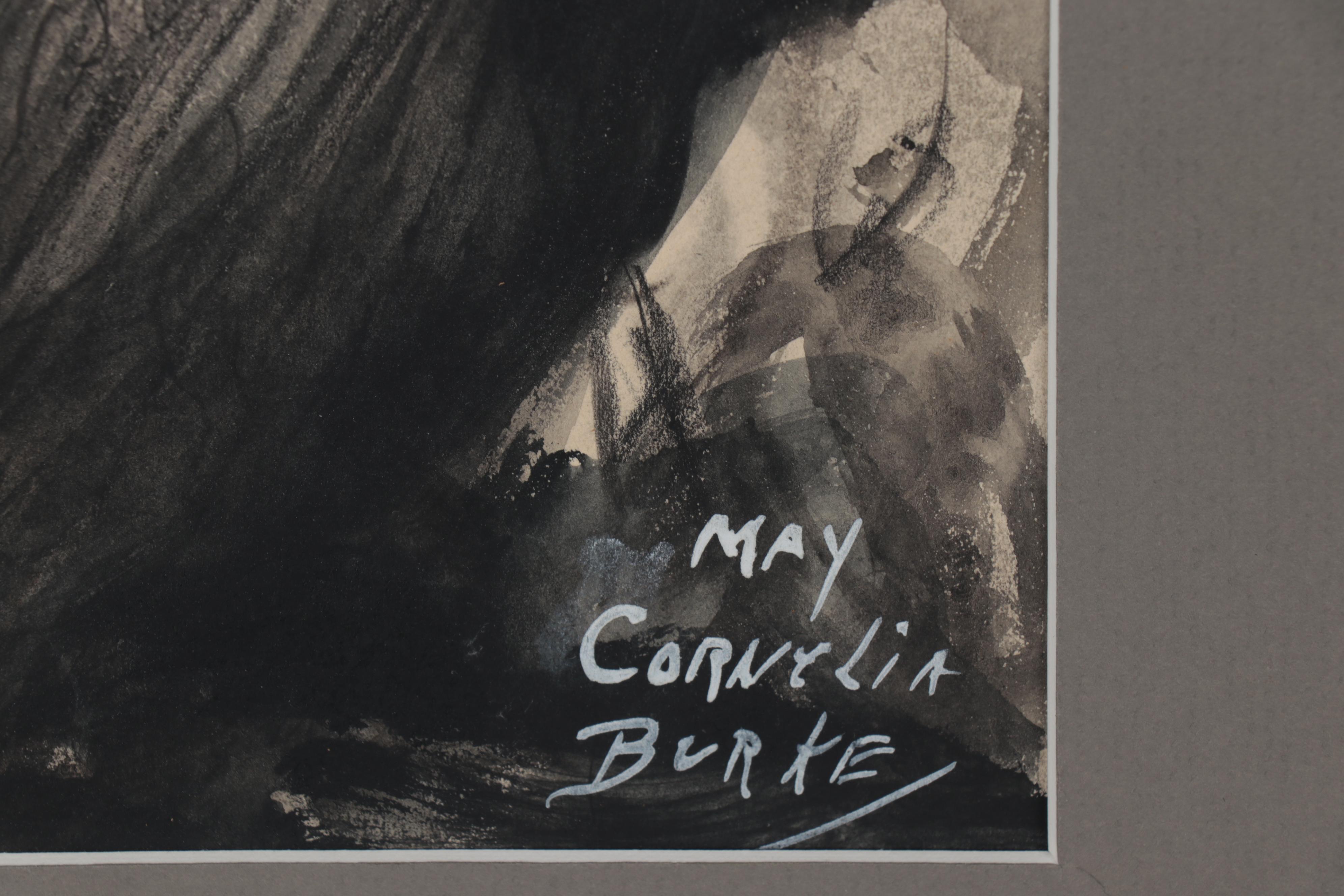 May Cornelia Burke Mixed Media Drawing of Native Americans