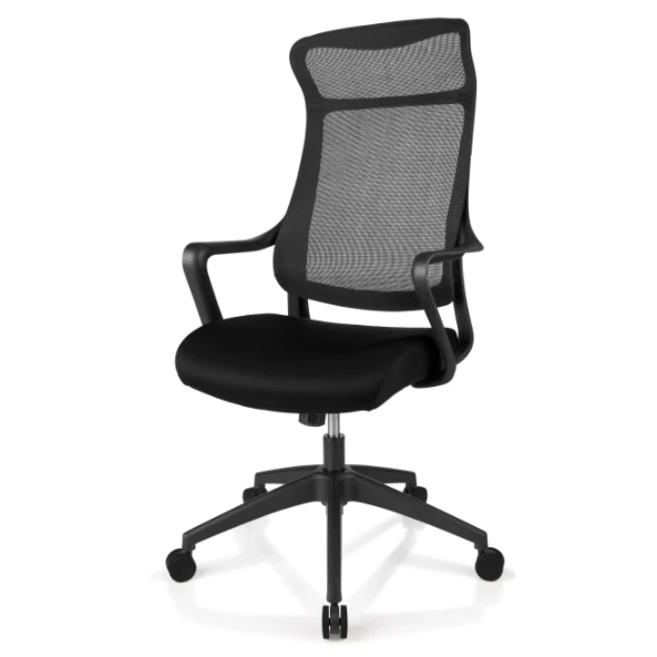 Realspace "Lenzer" Black Mesh High-Back Task Chair