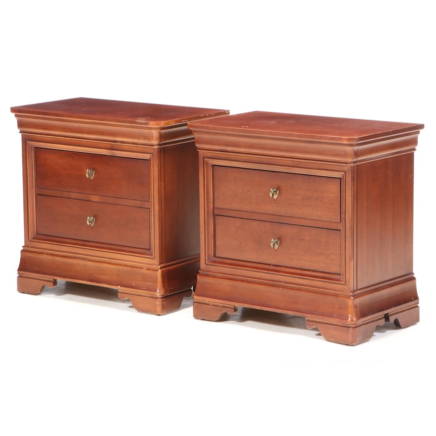 Pair of "Impressions" By Thomasville Cherry Wood Nightstands, Late 20th Century