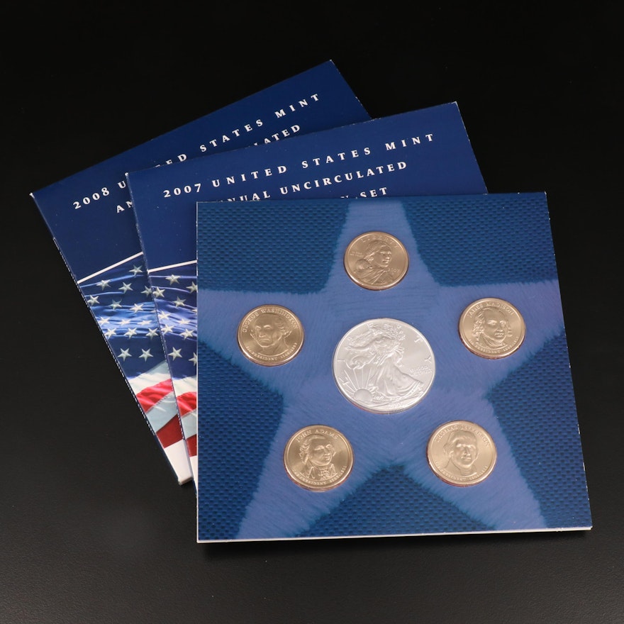 U.S. Mint Annual Uncirculated Dollar Coin Set, 2007 and 2008