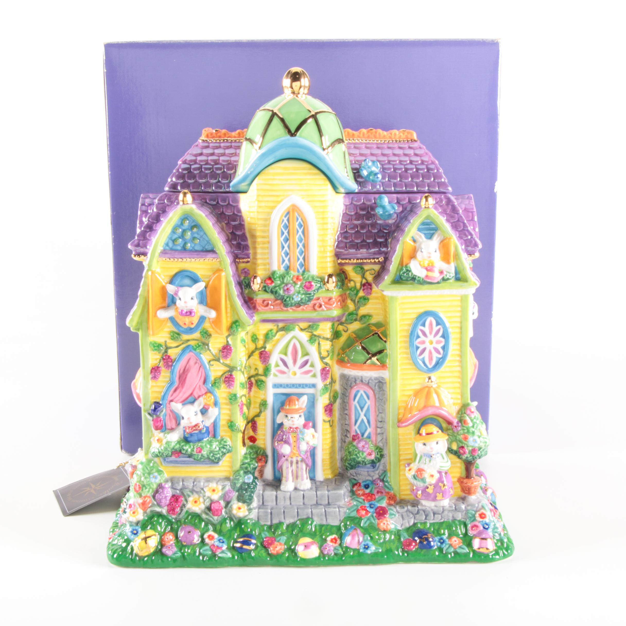 Christoper Radko Easter Bunny House Cookie Jar, Late 20th Century