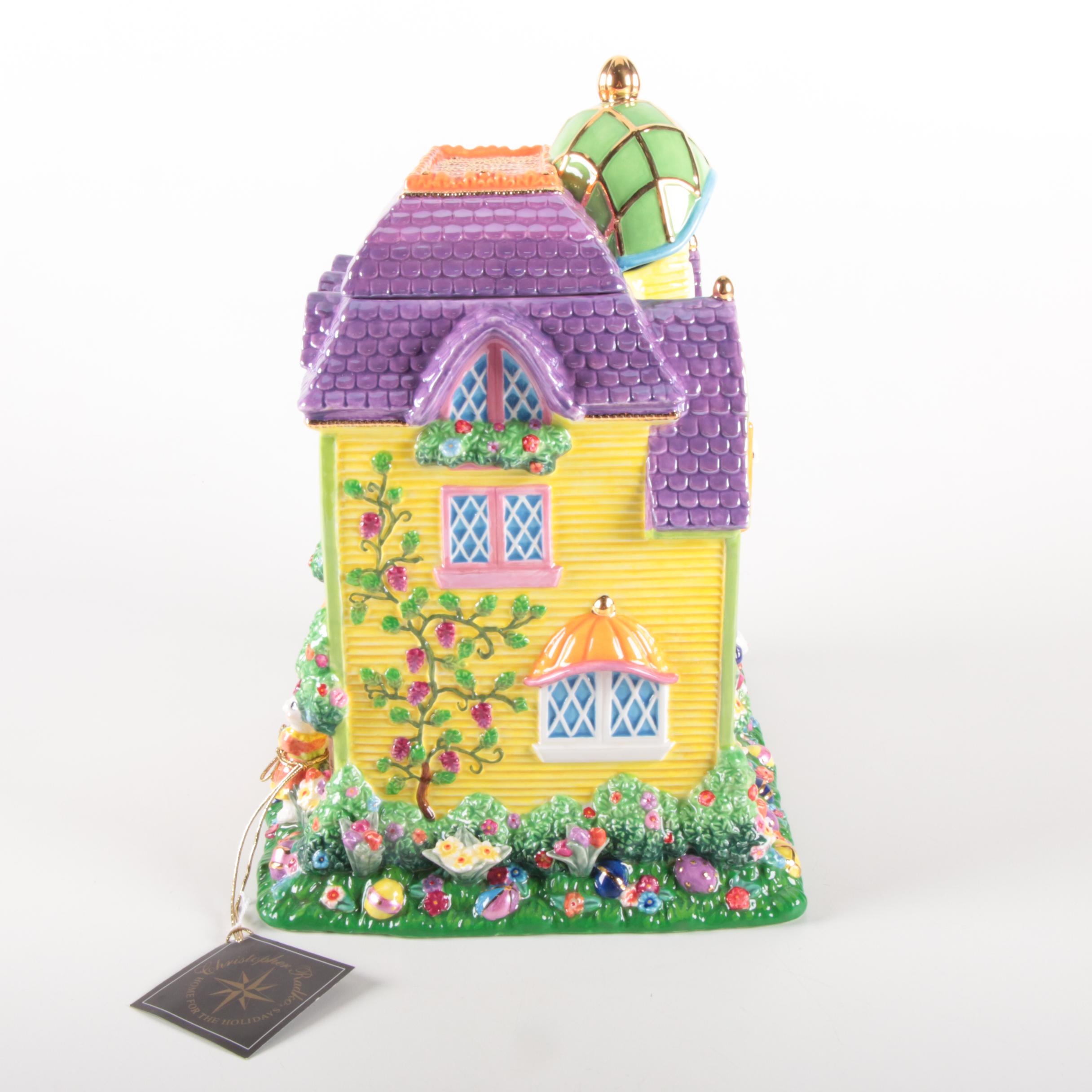 Christoper Radko Easter Bunny House Cookie Jar, Late 20th Century
