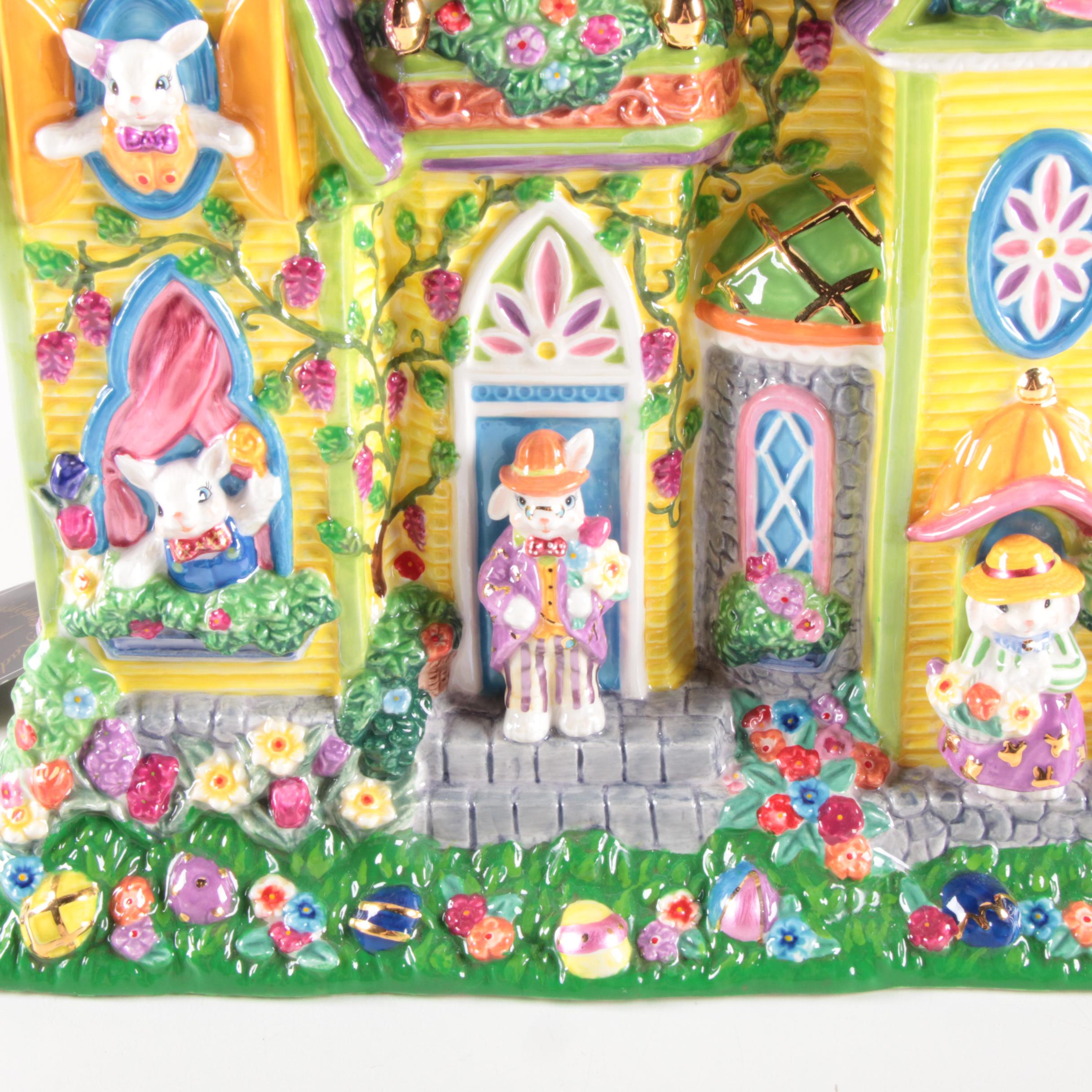 Christoper Radko Easter Bunny House Cookie Jar, Late 20th Century