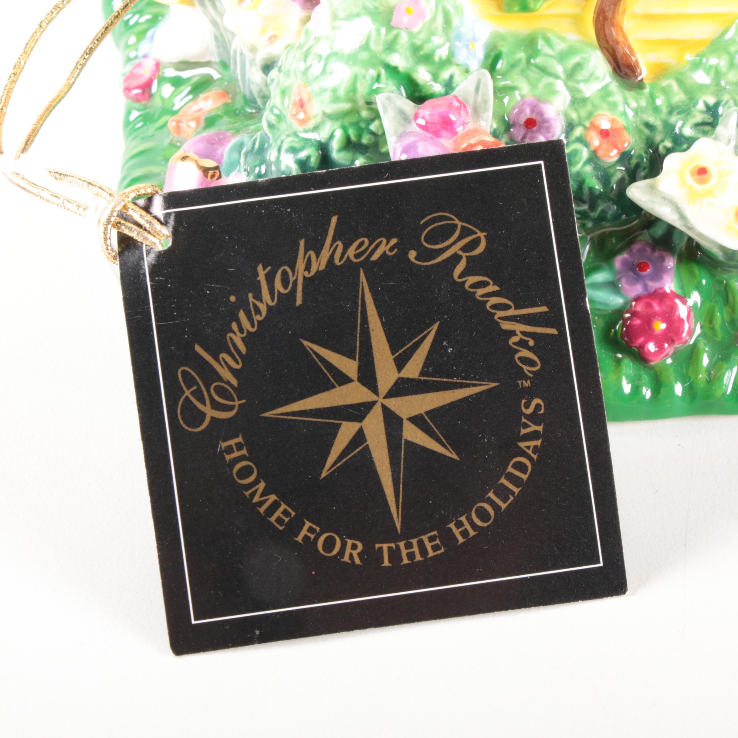 Christoper Radko Easter Bunny House Cookie Jar, Late 20th Century