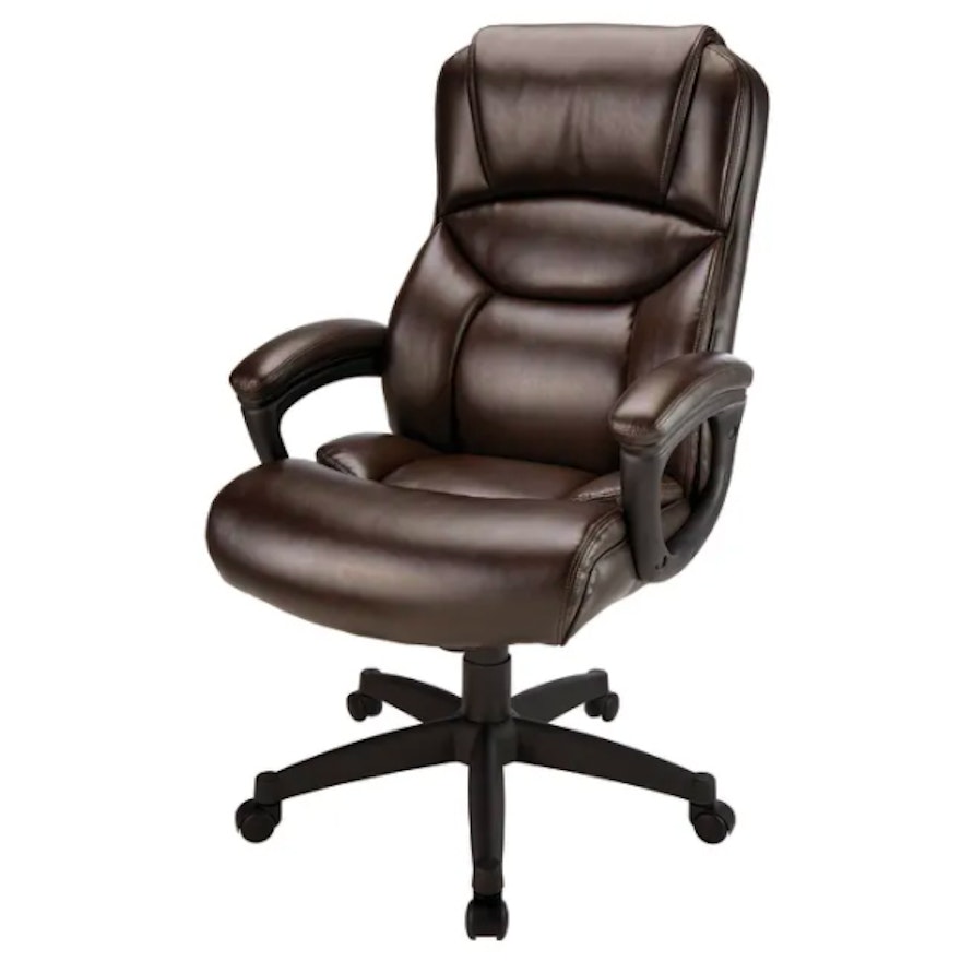 Realspace "Fennington" Brown Bonded Leather High-Back Executive Chair