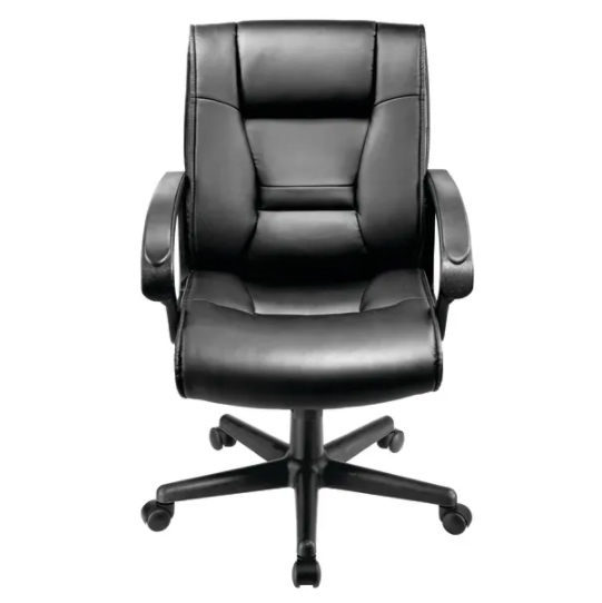 Brenton Studio "Ruzzi" Black Faux Leather Mid-Back Manager's Chair