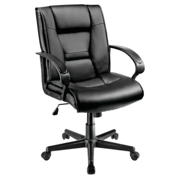 Brenton Studio "Ruzzi" Black Faux Leather Mid-Back Manager's Chair