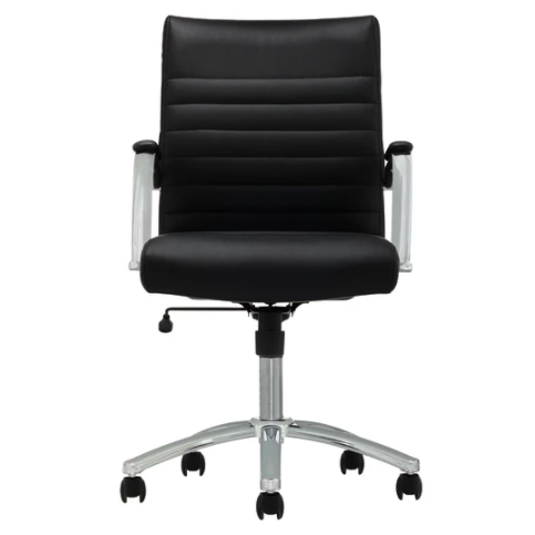 Realspace "Winsley" Modern Black Bonded Leather Mid-Back Manager's Chair