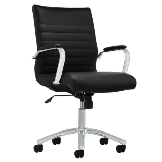 Realspace "Winsley" Modern Black Bonded Leather Mid-Back Manager's Chair