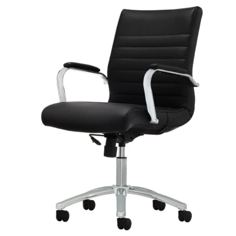 Realspace "Winsley" Modern Black Bonded Leather Mid-Back Manager's Chair