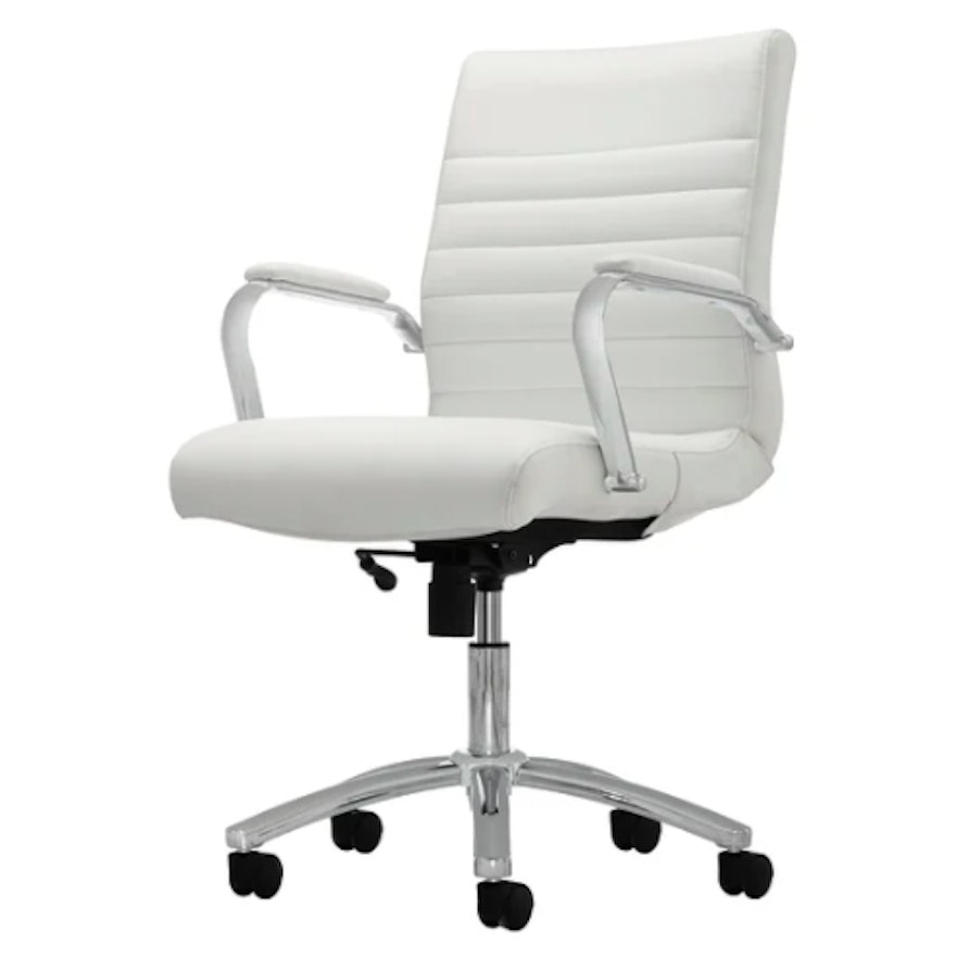 Realspace "Winsley" Modern White Bonded Leather Mid-Back Manager's Chair