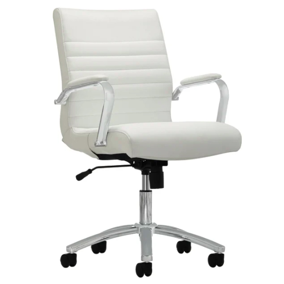 Realspace "Winsley" Modern White Bonded Leather Mid-Back Manager's Chair