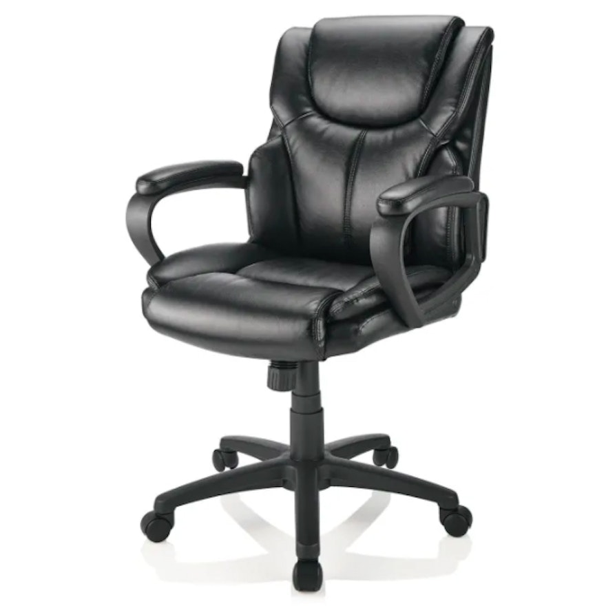 Brenton Studio "Mayhart" Black Faux Leather Mid-Back Chair