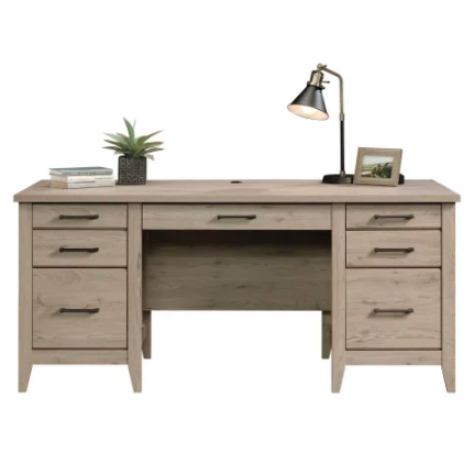 Sauder "Summit Station" Contemporary White Washed Laminate Finish Executive Desk
