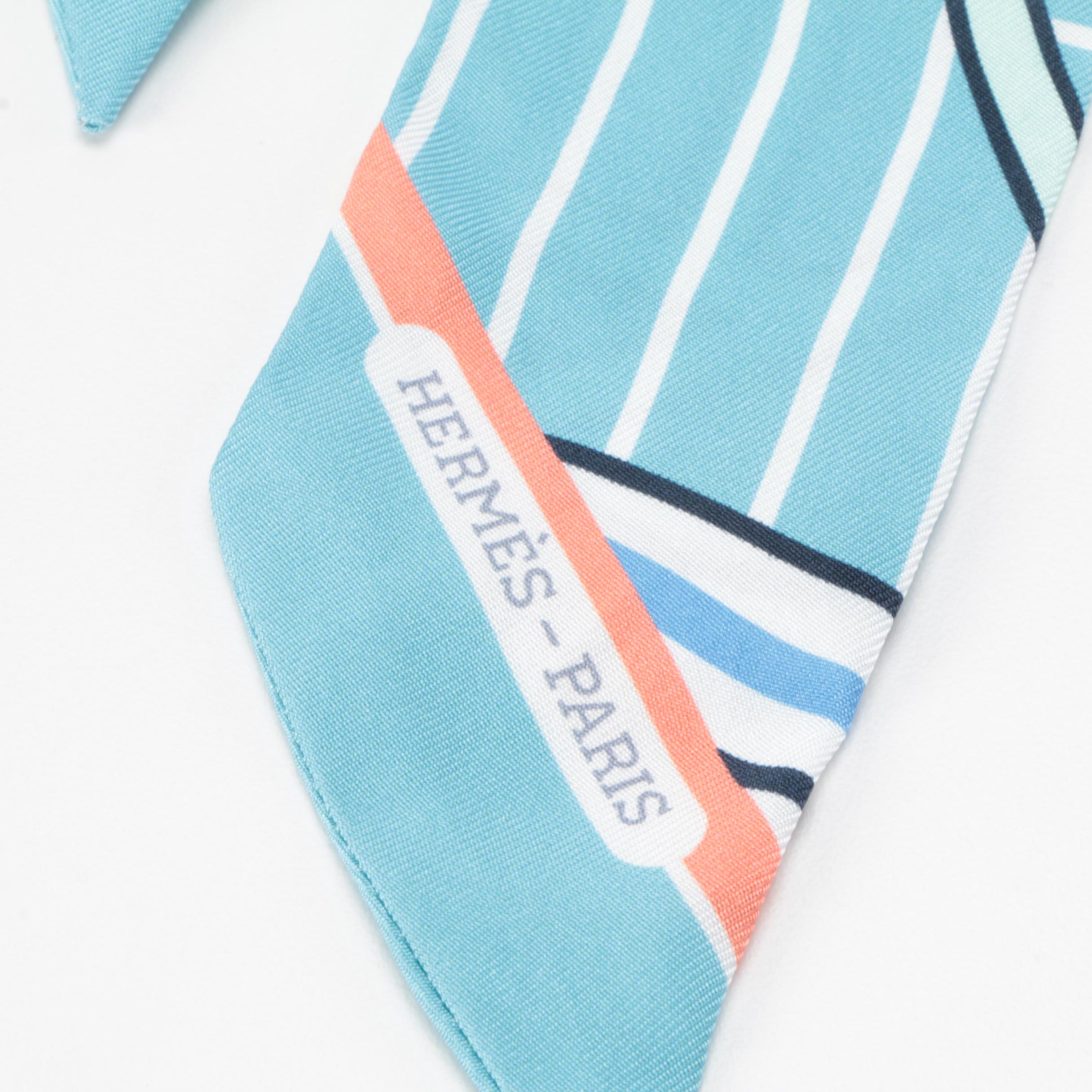 Hermès "Quadrige Bayadere" Silk Twilly Scarf with Box