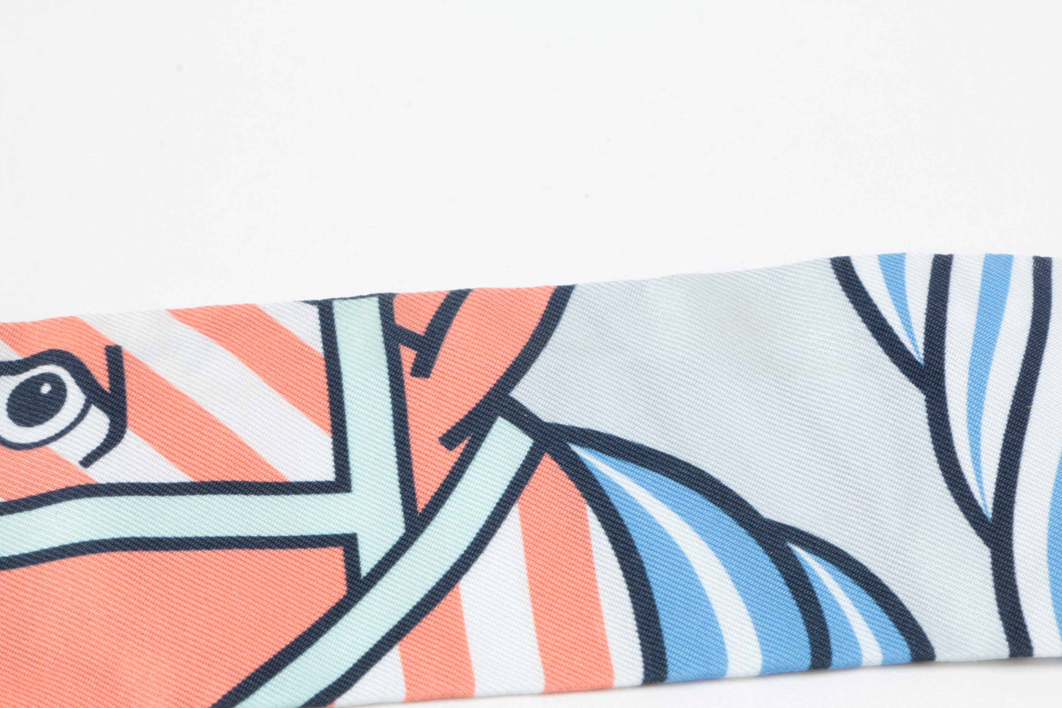 Hermès "Quadrige Bayadere" Silk Twilly Scarf with Box