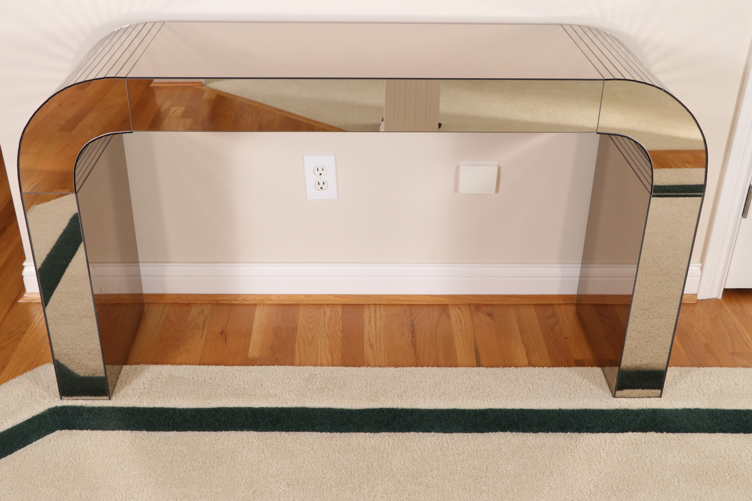 Modernist Mirrored Glass "Waterfall" Console Table, Late 20th Century