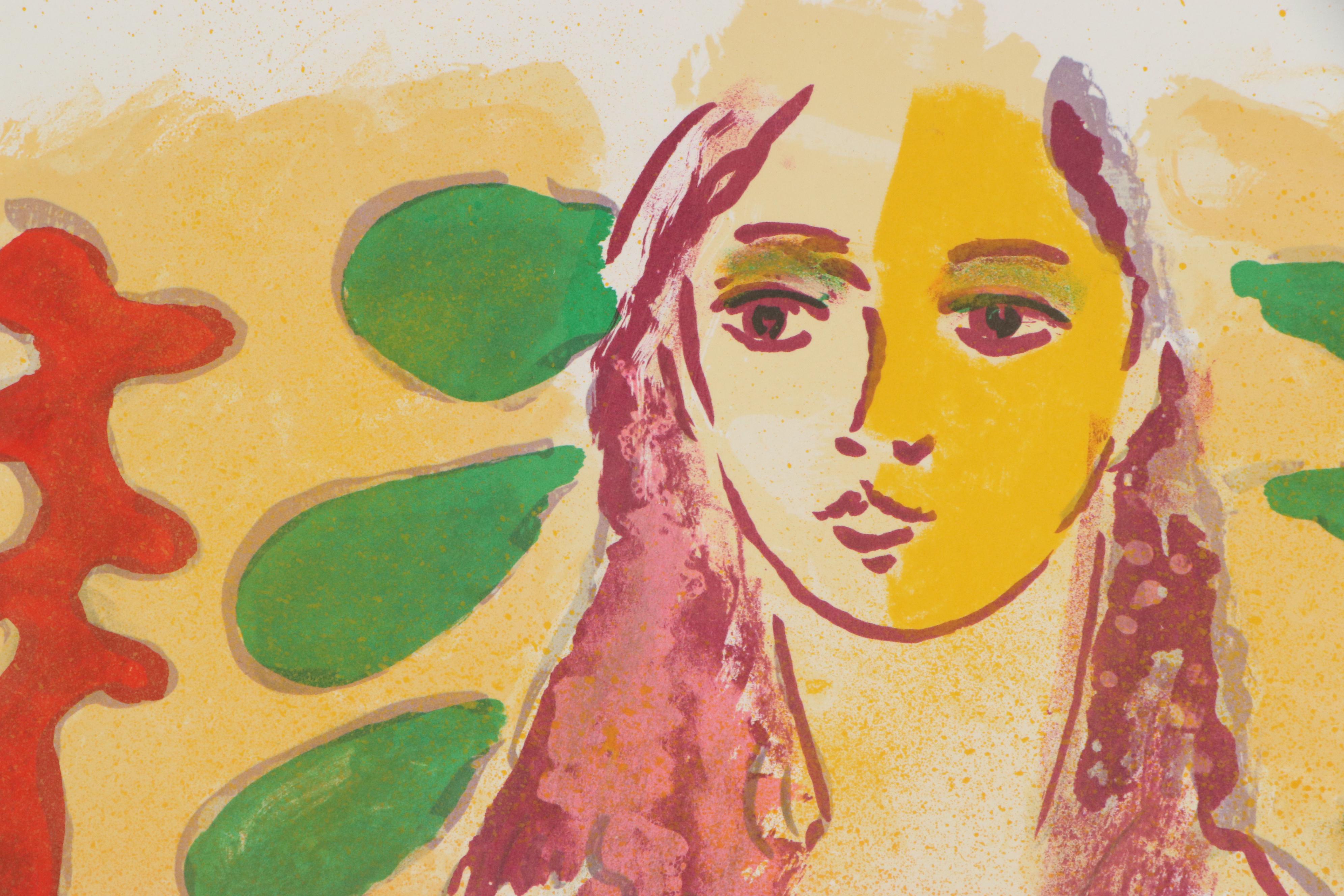 Wayne Ensrud Color Lithograph of Posing Nude, 1980