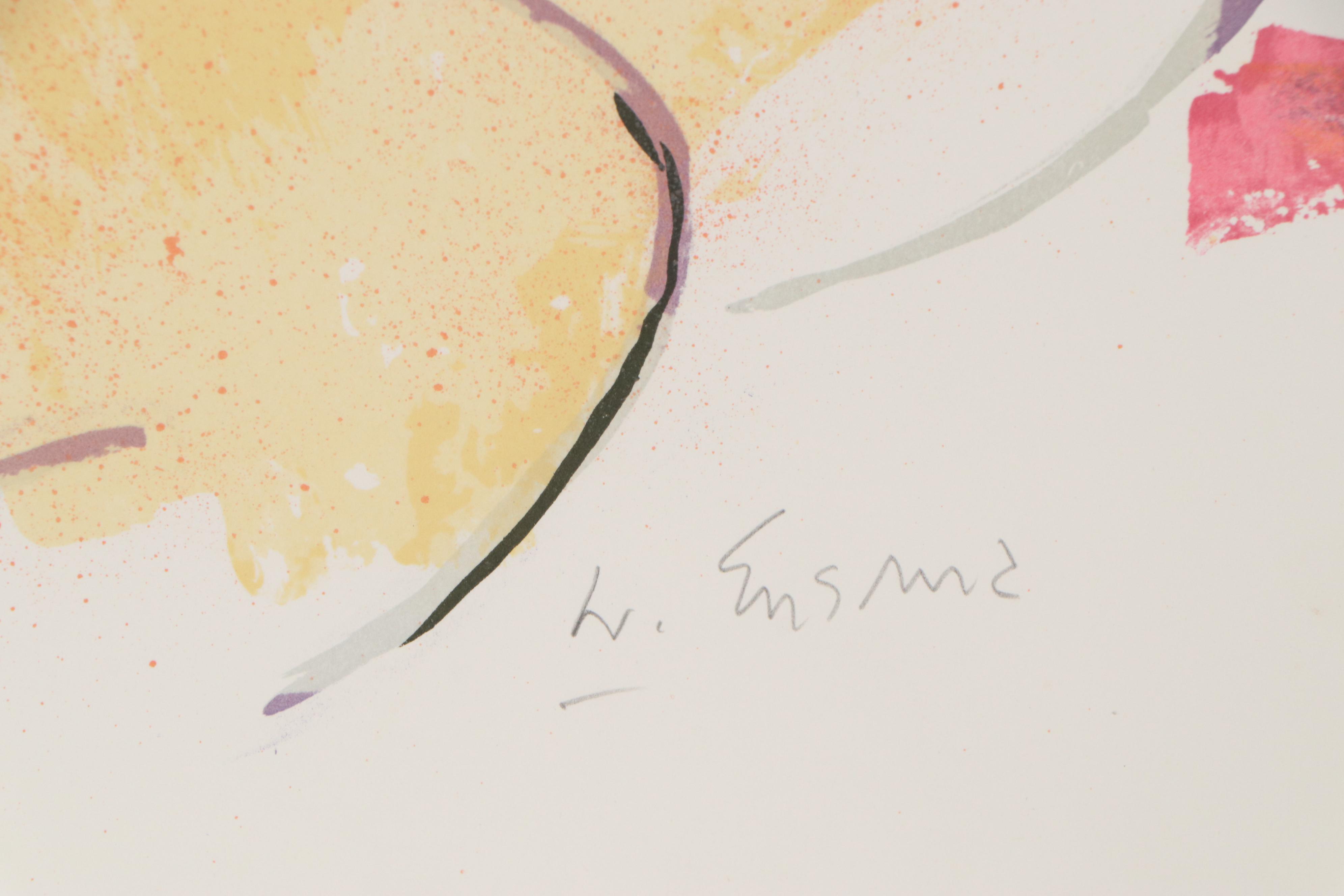 Wayne Ensrud Color Lithograph of Posing Nude, 1980