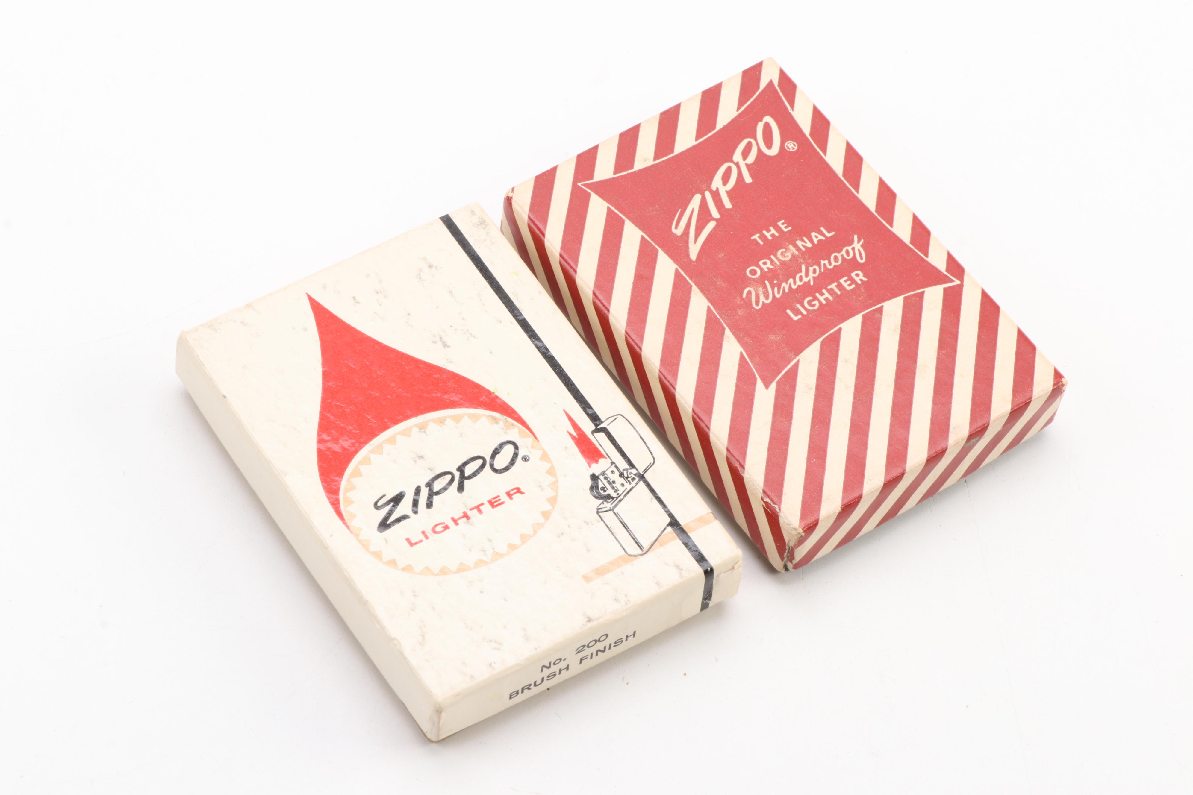 Zippo Cigarette Lighters in Original Packaging with No. 200 in Brush Finish