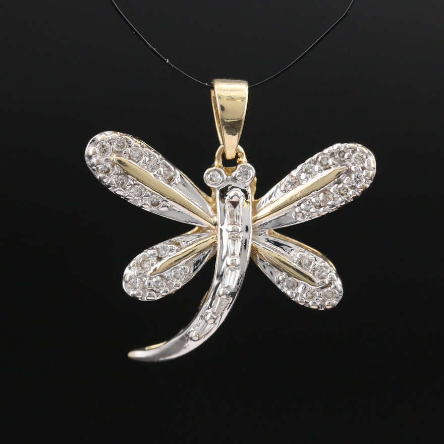 14K Diamond Dragonfly Pendant
