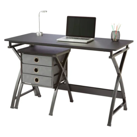 Brenton Studio Black X-Cross Base Desk and File Set