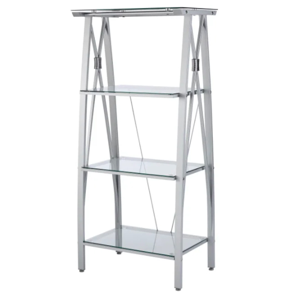 Realspace "Vista" Contemporary Four-Shelf Metal and Glass Étagère Bookcase
