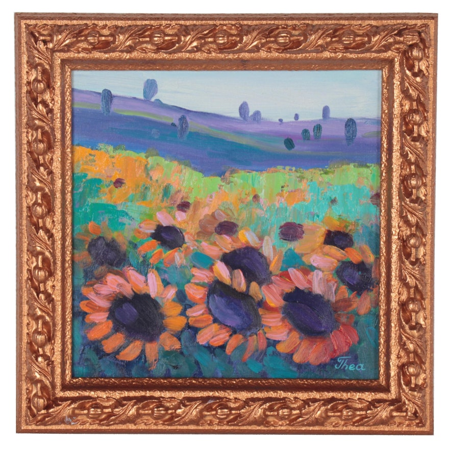 Thea Mamukelashvili Oil Painting "Sunflower Field," 2021