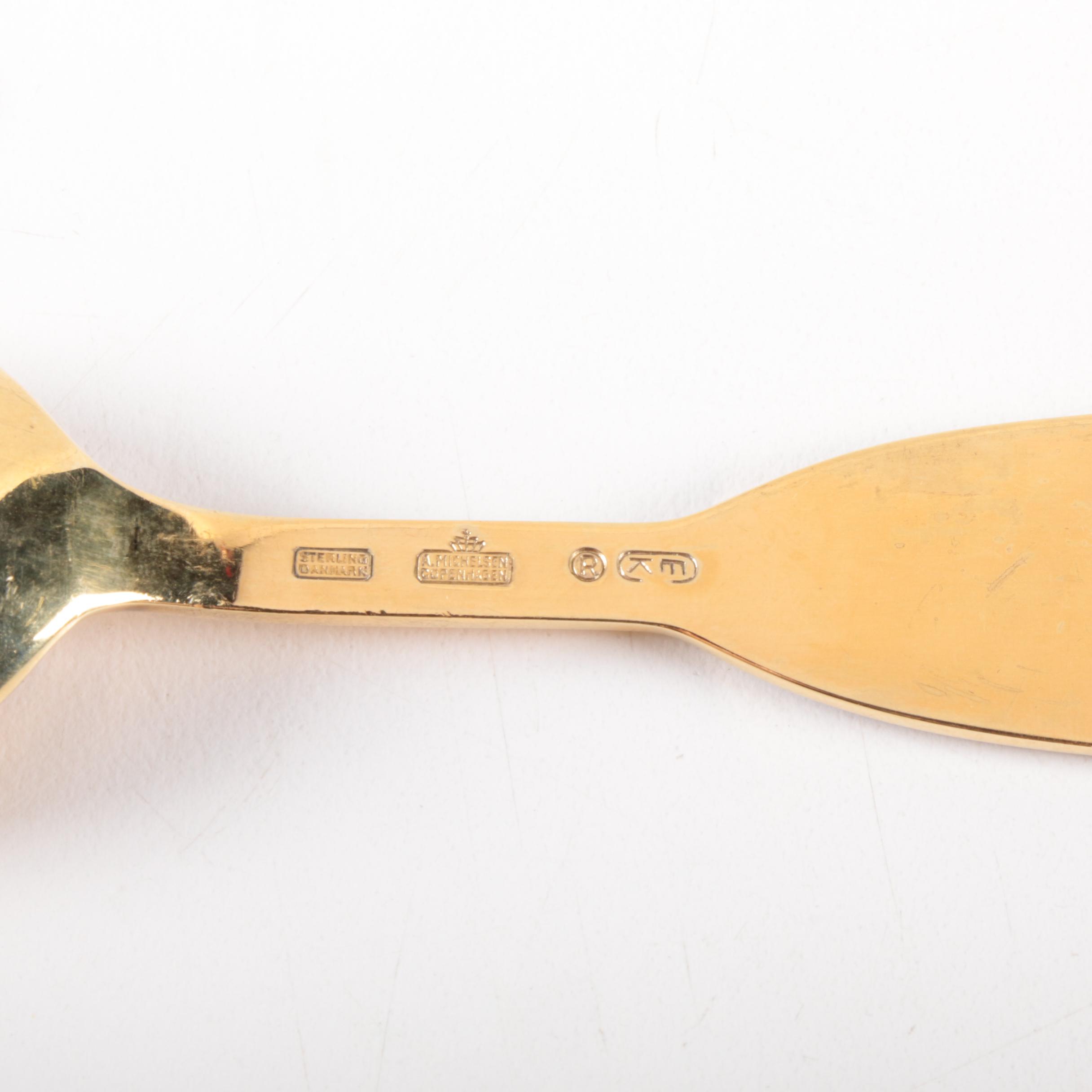 Anton Michelsen Enameled Gold Wash Sterling Annual Christmas Spoons